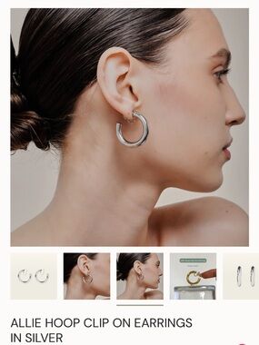 ALLIE HOOP CLIP ON EARRINGS
IN SILVER - AIORI